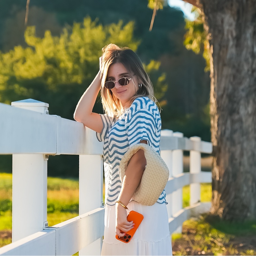 Blue and White Striped Top